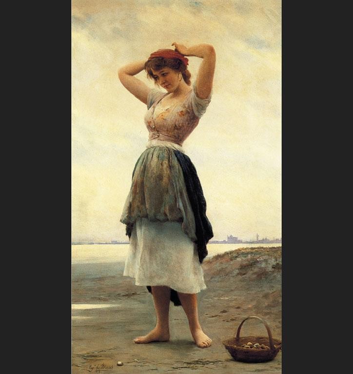 Eugene de Blaas On the Beach